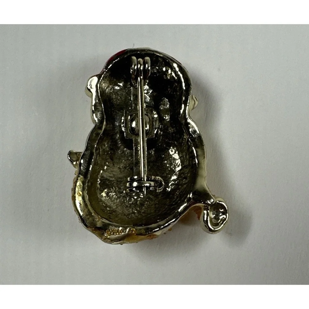 Vintage Rare Gold‎ Tone Santa Claus Face Brooch Pin Red Hat Christmas Jewelry